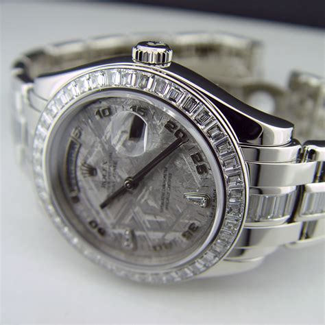 rolex platinum pearlmaster meteorite diamond 18956|Rolex diamond chronometer.